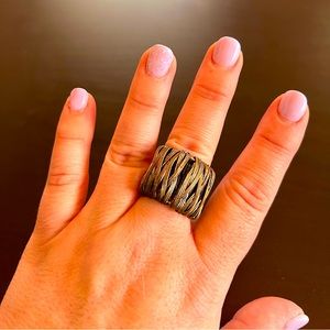 Urban outfitters adjustable ring dark silver wire.